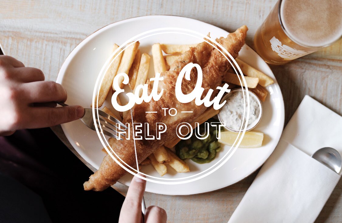 Princess_Royal6's tweet photo. Eat out to help out starts today! 
You can receive a 50% discount off food and soft drinks up to £10 per person every Monday-Wednesday throughout August.
When will we be seeing you?
#eatouttohelpout #discount #goodfood #comeintoday @Fullers @FullersKitchen https://t.co/ZJBqcRRALS