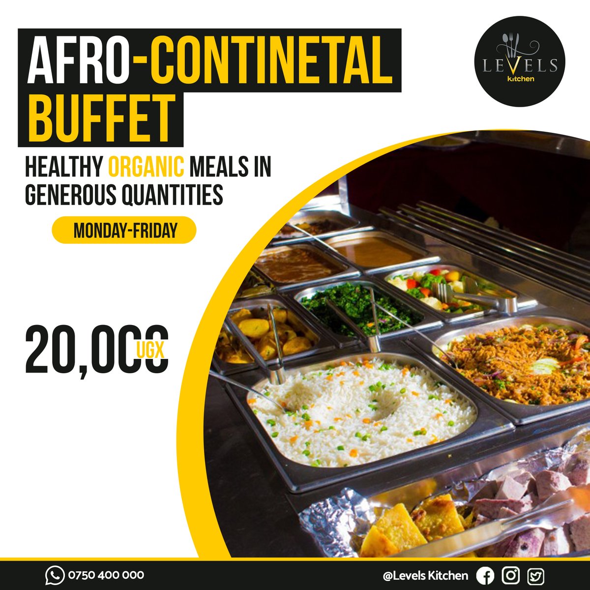 Levels_Ug's tweet photo. HUNGRY?? 🍽🍛
We're now taking #lunchtime🍴 orders. CALL: 0750 400 000 for delivery or to make a table reservation. #buffettable #levelsbuffet #LevelsKitchenNow https://t.co/iSvl83ifHf