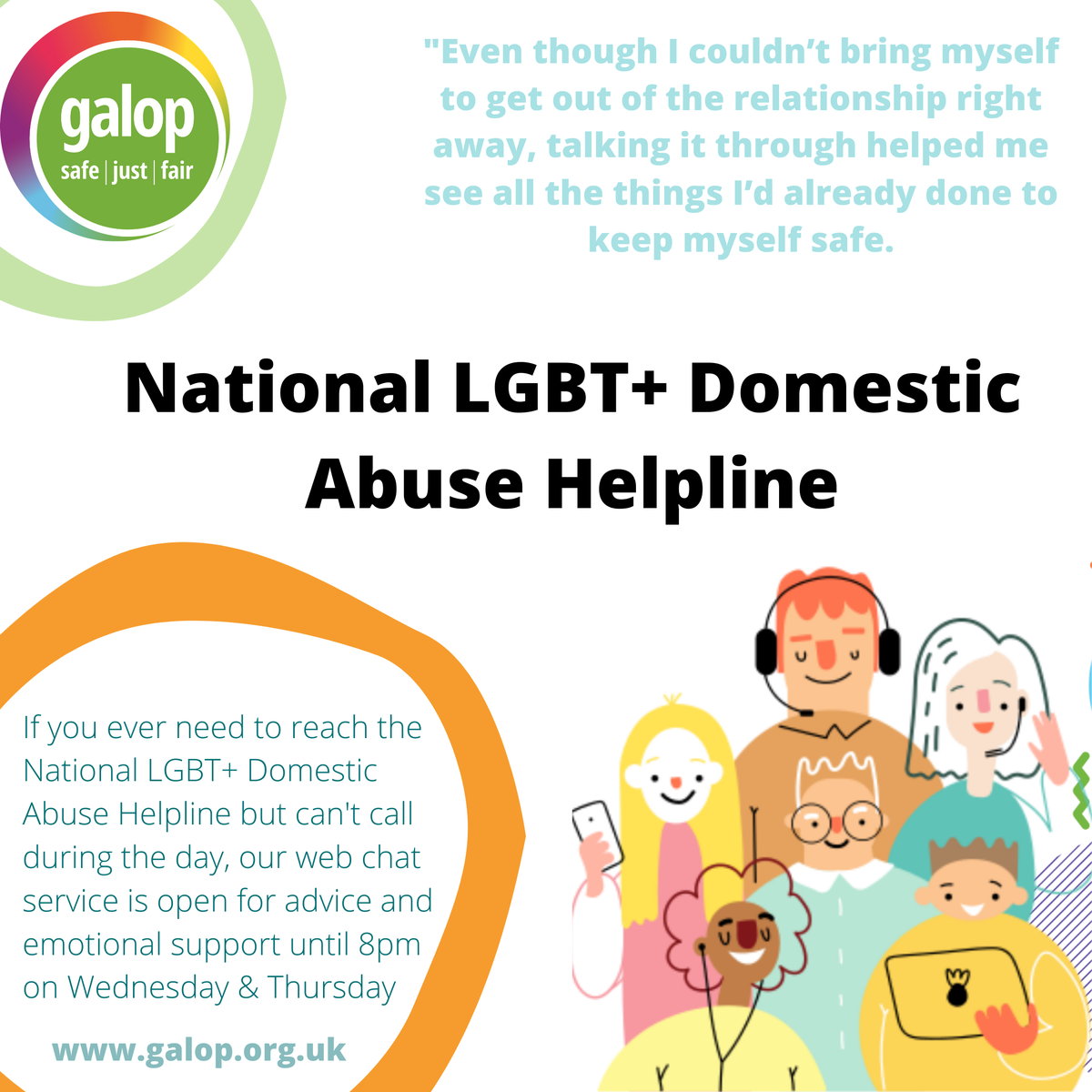 GalopUK's tweet photo. If you ever need to reach the National #LGBTQ Domestic Abuse Helpline but can't connect during the day, our web chat service is open for support & emotional advice until 8pm today!
0800 999 5428
help@galop.org.uk
https://t.co/HyrfOk8wbs https://t.co/efkTc2Krtn