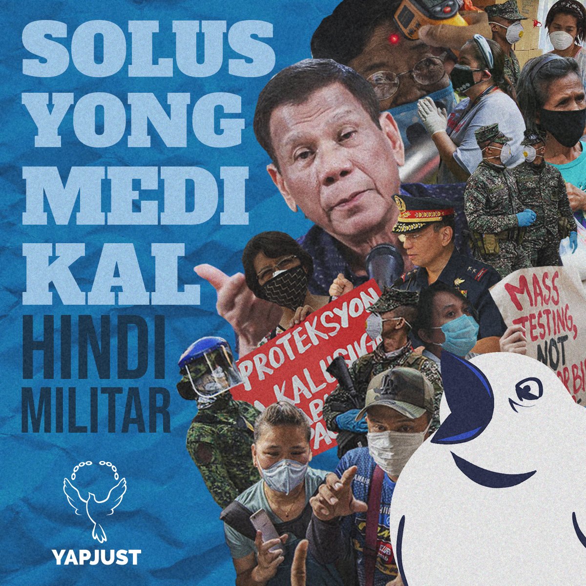 yapjustuplb's tweet image. Ang YAPJUST ay pirming titindig kasama ng mga healthworkers at ng sambayanang Pilipino sa pagpapanawagan na ibigay sa mga eksperto ng siyensya at kalusugan ang paglalapat ng solusyon sa pandemya sapagkat napatunayan nang hindi militaristikong solusyon ang pupuksa sa virus.