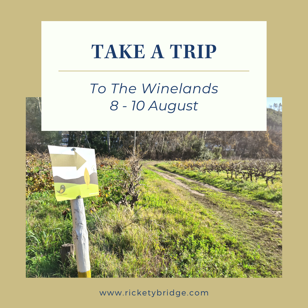RicketyBridgeW's tweet photo. Take a trip to #RicketyBridge this long weekend! 
 
Gather the family &amp; take advantage of our #5kmRoute amongst the vineyards or simply grab a bite to eat from Paulina’s food stalls between 09h00 - 16h00. There will be pizzas, roosterkoeke, burgers on offer.

#WatchThisSpace https://t.co/LKEG8CnlsZ