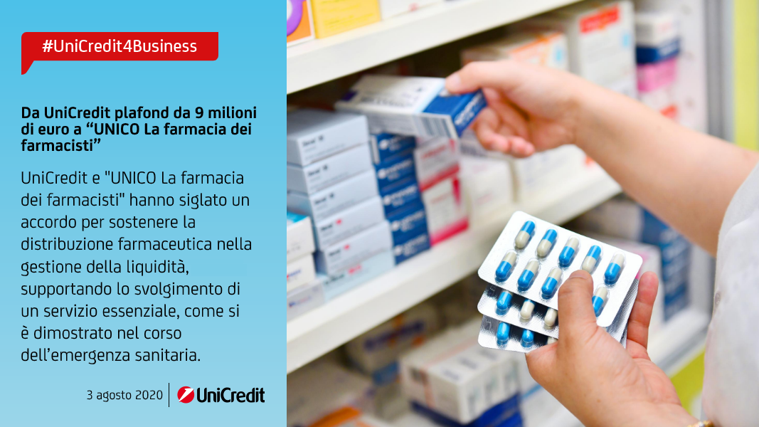 UniCredit_IT's tweet photo. #UniCredit4Business: #UniCredit e "UNICO La farmacia dei farmacisti" hanno siglato un accordo a supporto della liquidità per la distribuzione farmaceutica, grazie all'impiego della piattaforma di reverse factoring #UFactor. Info: https://t.co/zgSJnHQbXV. #PartOfTheSolution https://t.co/Db9cUGdRTh