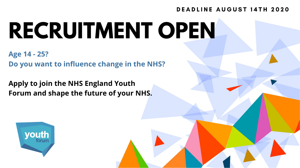 Apply to join the next NHS England Youth Forum now: bit.ly/39PbXCa #youthvoice
