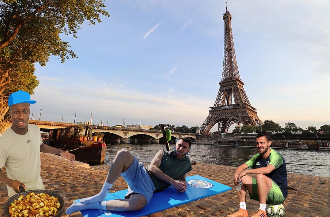 France  Bonjour from  @ManCity’s trois étoiles  @benmendy23  @Laporte  @BernardoCSilva