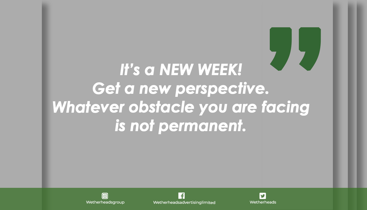 Wetherheads's tweet photo. Here is wishing you all a great week ahead.

#newweeknewgoals #outdooradvertising https://t.co/4riYZjkuYa