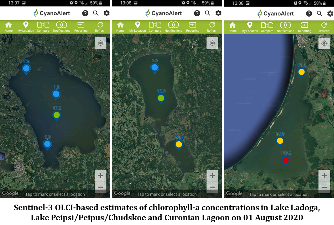 eirini_politi's tweet photo. I have installed the @CyanoAlert Service App on my phone. The area covered currently extends to cover large #lakes and #lagoons in Northern Europe: #Ladoga, #Peipsi/Chudskoe, #Curonian https://t.co/JxCG0VjjFn