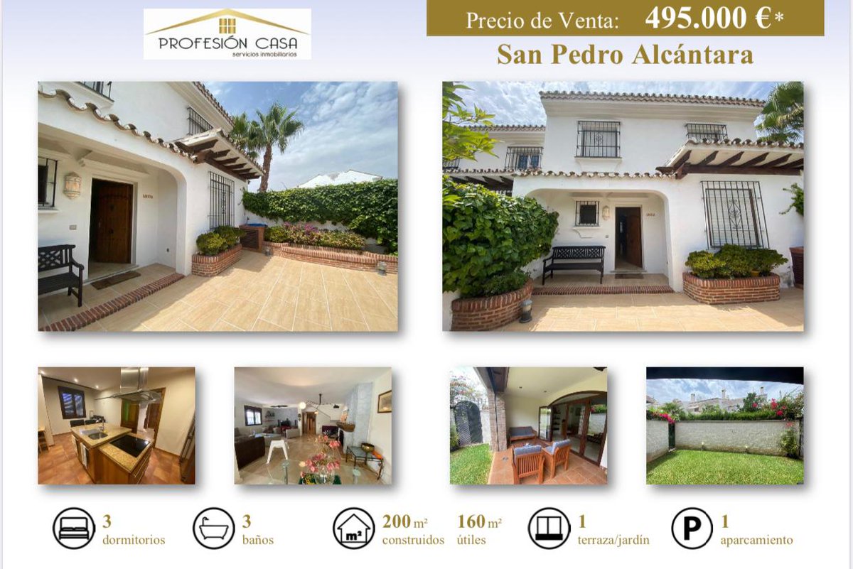 profesioncasa's tweet photo. ¡Hermosa pareada, a tan solo 200 metros de la playa! 

Para más información no dude en ponerse en contacto con nosotros en:

Teléfono: 675 981 606 / 952 853 222
Email: sanpedro@profesioncasa.com

#house #forsale #laspetunias #sanpedroalcantara #marbella #beachside #beach #sea https://t.co/fyPHmW683d