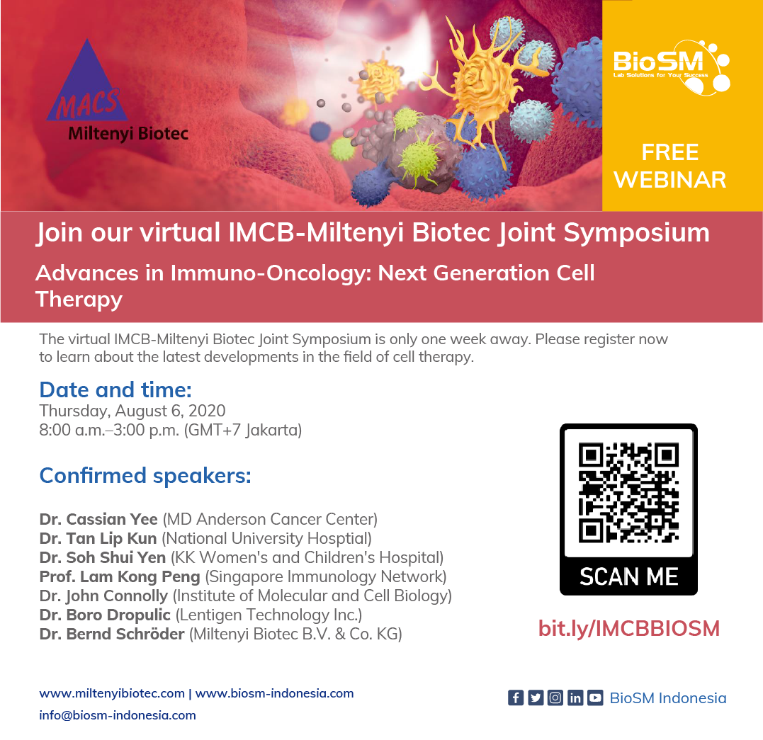 biosm_indonesia's tweet photo. IMCB-Miltenyi Biotec Joint Symposium 2020.
Date/Time
Thu, 6 Aug, 2020, 8:00 AM - 3:00 PM (GMT+7)
Register : https://t.co/R7tKkWuaxX
#BioSM #Miltenyi #Webinar #Cell #Laboratory #laboratorium https://t.co/zmUTAACNJg
