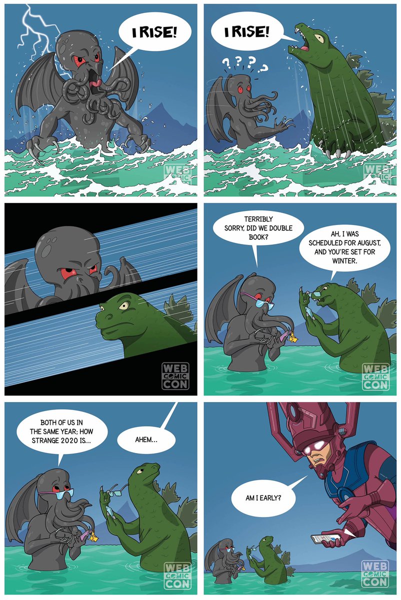 webcomicon's tweet image. The Apocalypse has 2020 Vision.
#Covid_19 #2020worstyear #2020VISION #Cthulhu #Godzilla #galactus #marvel #Avengers #webcomicon #webcomic #scifi #fantasy