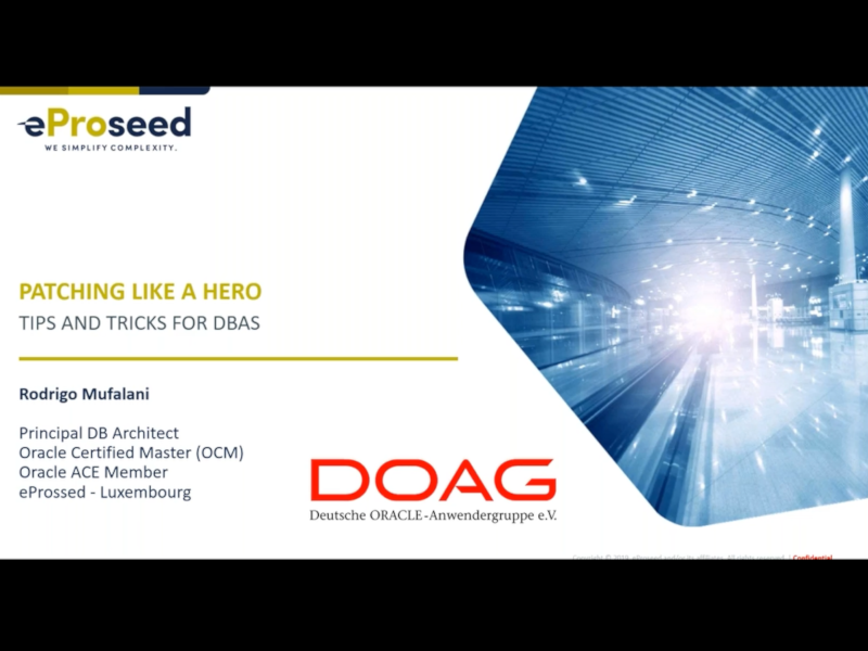 DOAGeV's tweet photo. "Patching like a Hero": Bei der DOAG 2020 Datenbank Online gab @Mufalani hilfreiche Tipps und Tricks rund um das Patchen von Oracle-Datenbanken und erläuterte die Funktionen von OPatch und Datapatch. Zur Aufzeichnung: https://t.co/m7jCrurRCp #DOAGDB20 #DBA #OPatch #Datapatch https://t.co/gRoYrYtmOB