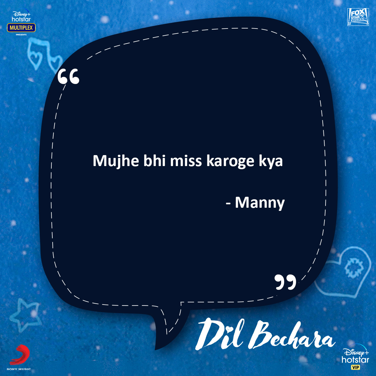 Manny, you will never be forgotten. #DilBechara is streaming on @DisneyplusHSVIP  now.

#BaateinDilBecharaKi #SushantSinghRajput @sanjanasanghi96 @CastingChhabra