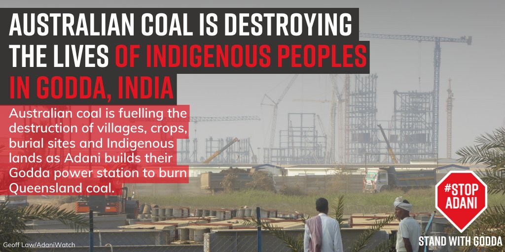 1000s of people displaced by Adani

Adani’s destructive coal plans are violating Indigenous land rights, destroying water, the local environment &amp; putting threatened species at risk but they are fighting back! 
Sign the petition to support them: stopadani.com/godda
#StopAdani