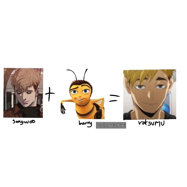 SectionsAnime's tweet photo. I cant believe. Miya Atsumu is actually a bee . They're very similar, I'm shocked. 😱🐝🏐 #anime #animeselcaday #Haikyuu https://t.co/Dcb2x72inv