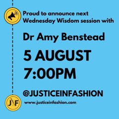 We are so looking forward to our next Instagram live on Wednesday at 7pm with <a href="/AmyVBenstead/">Amy Benstead</a> 
Put a reminder on, so you won’t forget! #WednesdayWisdom #justiceinfashion #sustainablefashion