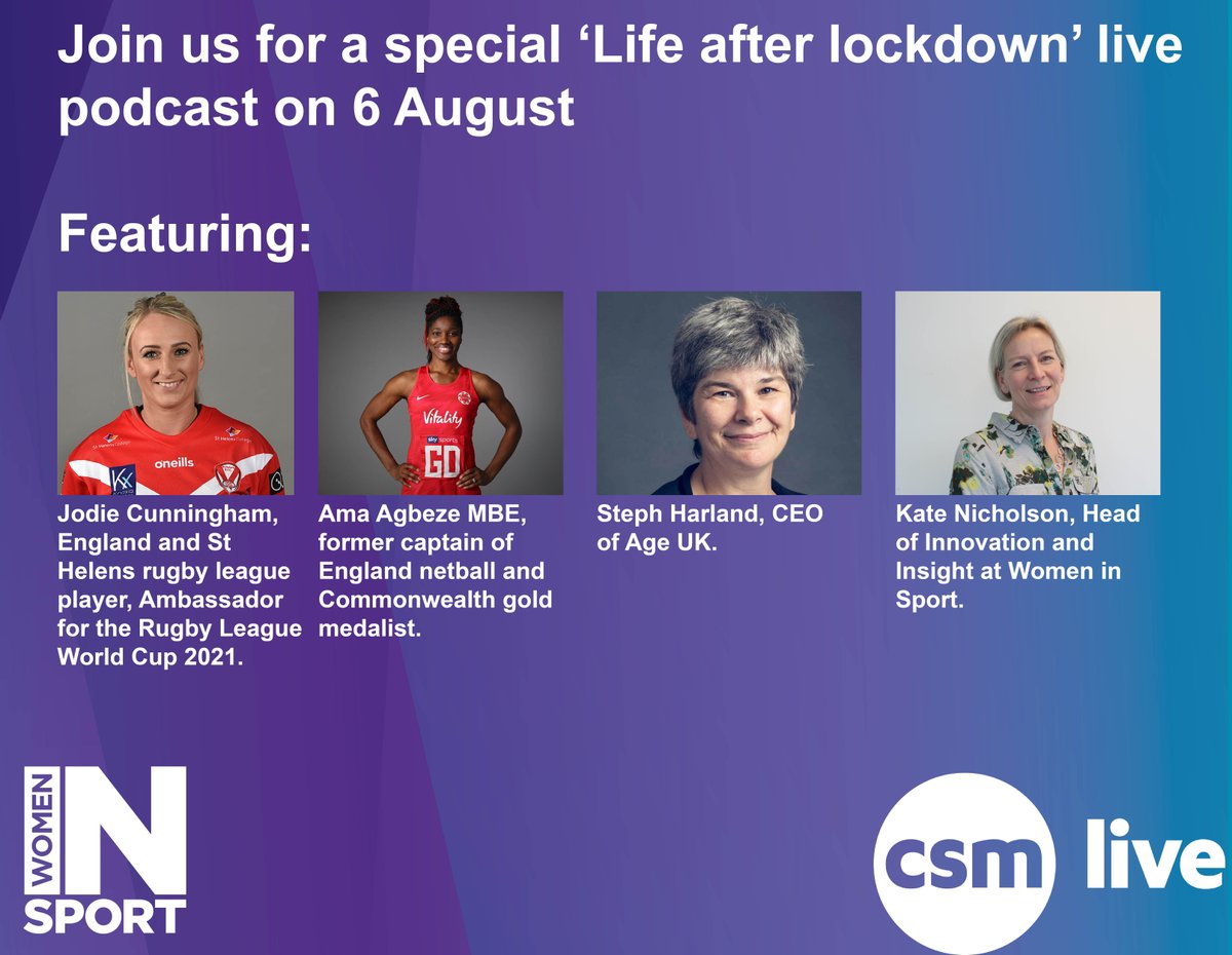 sported_UK's tweet photo. Our friends @Womeninsport_uk are hosting a live podcast this Thursday. They'll be discussing the impact of #lockdown on women and how orgs can ensure that women lead #active lifestyles after lockdown. 
Great panel lineup
BOOK NOW! 
https://t.co/tqzYgU4eAu https://t.co/Ej6CBufWzp