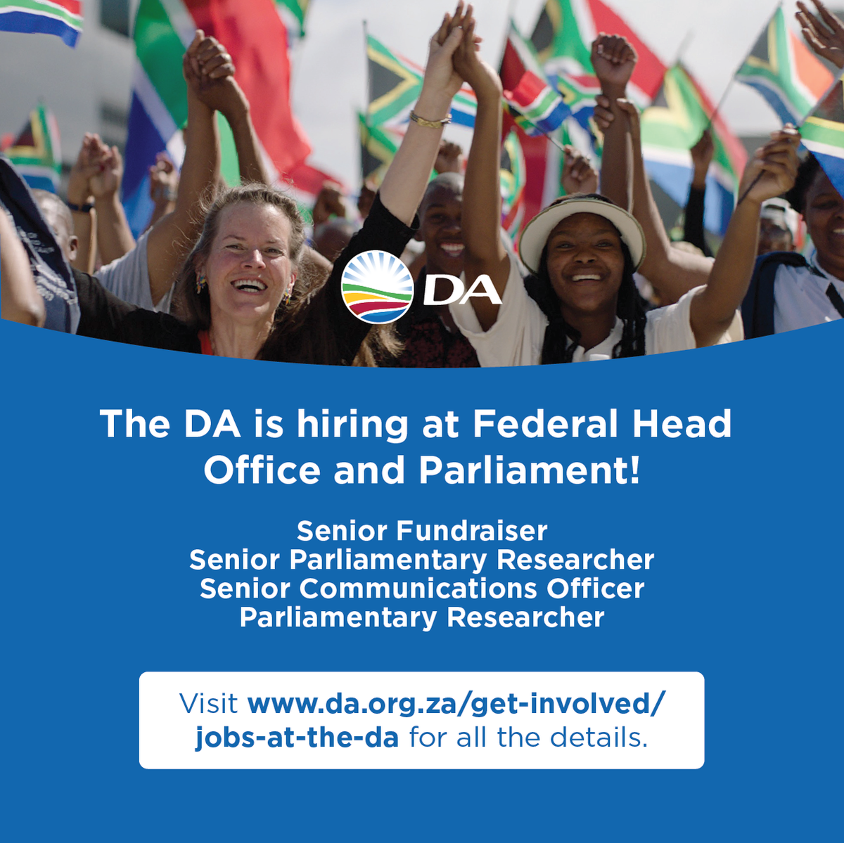 DAJOBS1's tweet photo. We are hiring!

We encourage job-seekers who share our goal of #OneSAForAll to apply!

#JobSearch #JobSeekersSA #jobopenings #DA

Visit https://t.co/RO4NRux6PN https://t.co/5oZYQgrw40