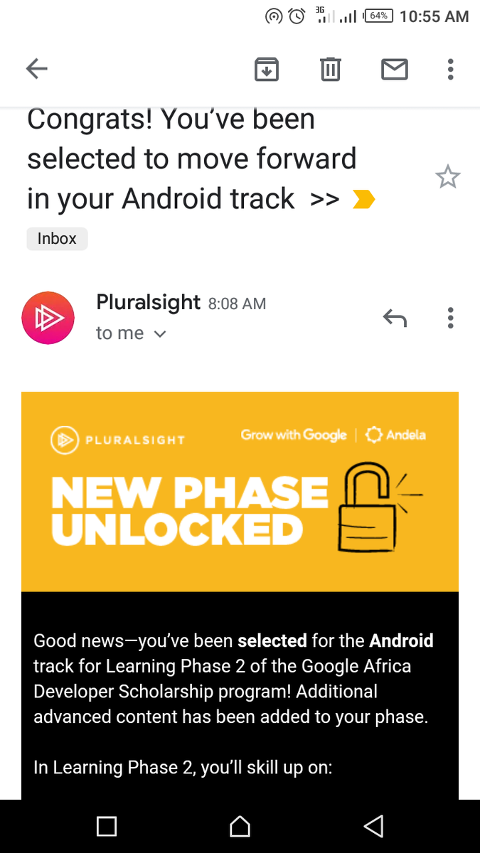 MnLikBubs's tweet image. To God be the Glory! I made it to Phase 2 of #gads2020!! I am beyond happy about this! Thank you to @pluralsight @andela_alc @googleafrica for making this possible for me! Now, I soldier on! #100DAYSOFGADS2020 #100ddaysofcode #codingastherapy #codejediintraining