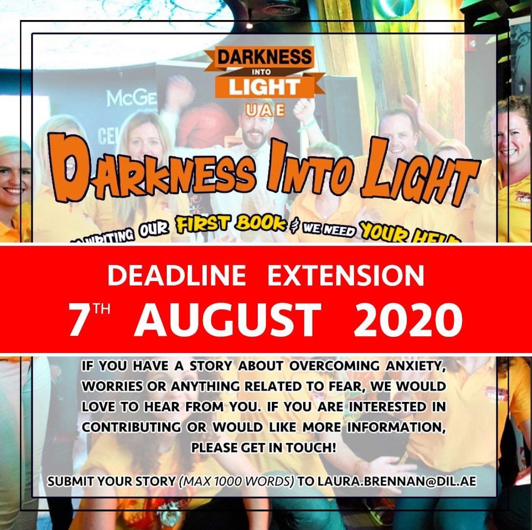 DIL_UAE's tweet photo. 🌟 4 DAYS LEFT 🌟So if you were thinking about being a part of this inspiring community project, you still have time!Share your story of overcoming anxiety, worries or anything related to fear &amp; inspire those currently suffering in our community to see the light with your words. https://t.co/0pJOk4DCYx
