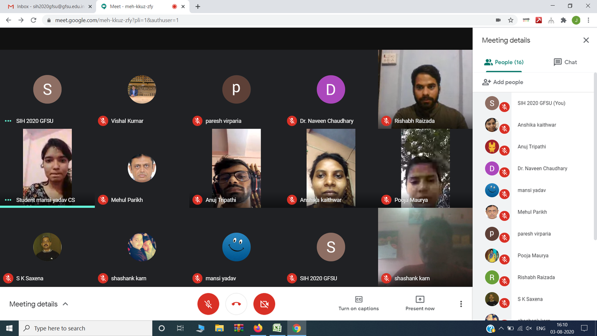 NFSU_Official's tweet photo. SIH 2020 - Day 3 Mentoring session (NC: GFSU)
#SmartIndiaHackathon2020 #SIH2020 #Hackathon #Innovation #Technology #Software #Coding #Hardware #ProductDevelopment #Challenges #Hackathon #Students #Competition #Inspiration #OutofBoxThinking #India #WizardsOfTech #IdeaNation #GFSU https://t.co/unlmotimNt
