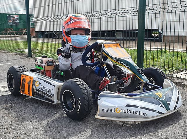 TravisPerkinsCo's tweet photo. In this photo:
🚘 1. A sponsored kart.
🏃 2. A really fast six year old.
😷 3. A mask, because safety first.
Love seeing our sponsorship on the side of Maximilian’s kart. Go get ‘em, champ. https://t.co/8n2xThiYPp