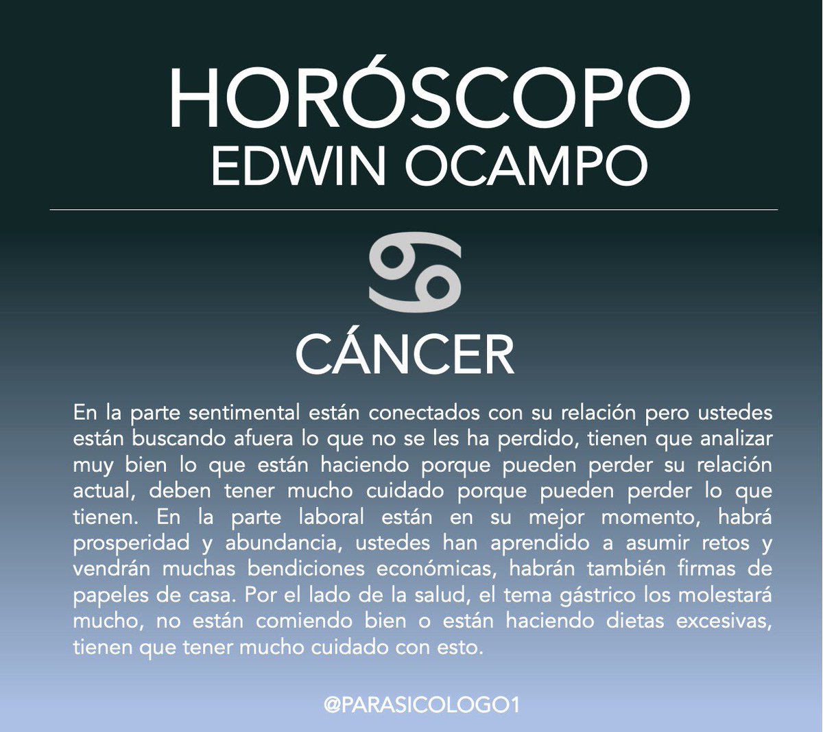 parasicologo's tweet photo. #HoróscopoEdwinOcampo 🙌🏻💕 recuerden, el horóscopo completo lo encuentran en el link de mi perfil. https://t.co/3ksxkYlOfY