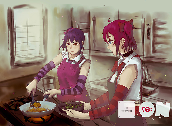 rhizzky's tweet photo. Karya lomba fanart hari ini untuk reon komik dengan tema memasak. Meskipun kalah tapi cukup menyenangkan untuk membuat gambar ini. 

please just comments below for this art? thankyou - 
ありがとう
 
#digitalart #indonesianartist #digitalfanart #illustration #Cooking  #アニメ https://t.co/udARU1FyV2