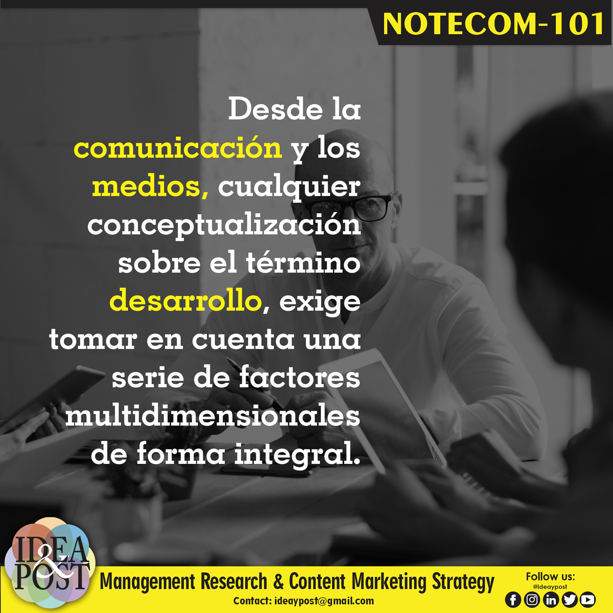 ideaypost's tweet photo. La comunicación para el desarrollo es un proceso complejo, en donde factores económicos, políticos y sociales se afectan de forma constante.
Síguenos en #ideaypost y conoce más #notecom de #CDS #comdesarrollo #comunicación #desarrollo #multidimensionales #prevenciónyacción https://t.co/6LgY6OWMv7