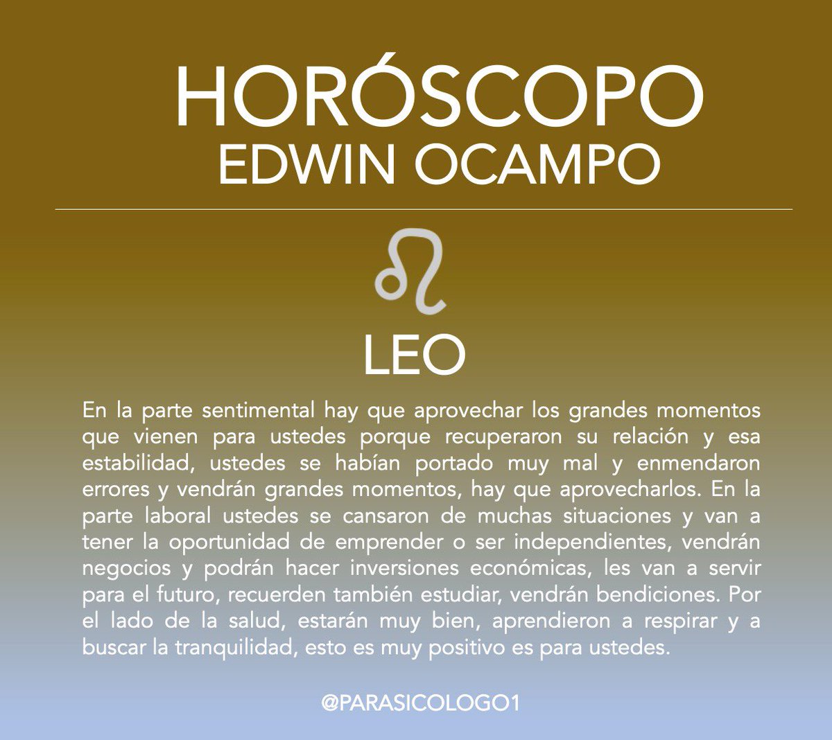 parasicologo's tweet photo. #HoróscopoEdwinOcampo 💕 https://t.co/ITvfVgm2Lb