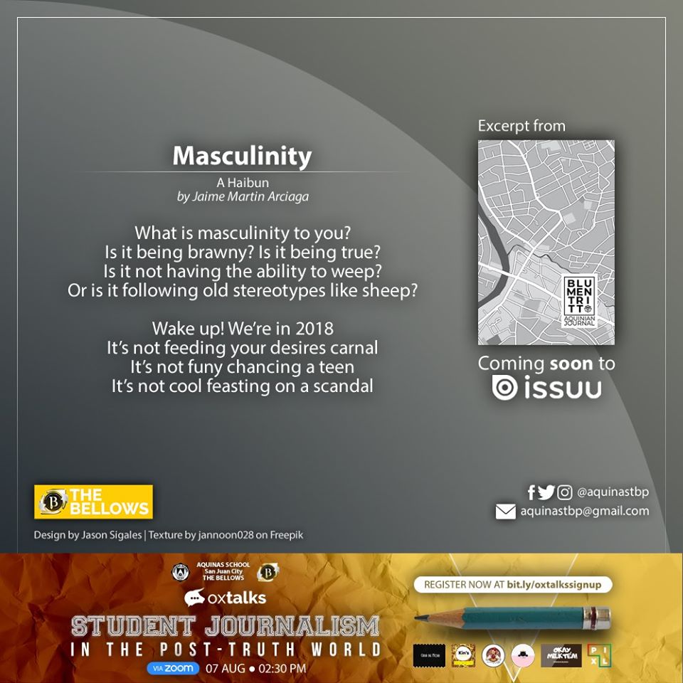 aquinastbp's tweet image. COMING SOON: #Blumentritt explores the story of the Aquinian. Read this evocative piece from &apos;19 alumnus Jaime Arciaga!

-

JOIN US for talks on a cornerstone of democratic societies in #OxTalks: Student Journalism in the Post-Truth World on AUGUST 7 at 2:30 PM via ZOOM.