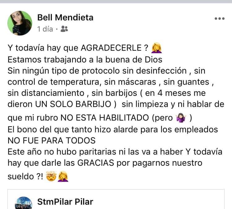 posicionpilar's tweet photo. #PILAR EMPLEADOS MUNICIPALES DESESPERADOS PIDEN AYUDA:

“ESTAMOS TRABAJANDO SIN PROTECCIÓN. EN CUATRO MESES NOS DIERON UN SOLO BARBIJO” 

EL INTENDENTE NO APARECE.

Se conoció que la delegación de Derqui fue un nuevo foco de infección de #COVID19 https://t.co/rr4TykJgpQ