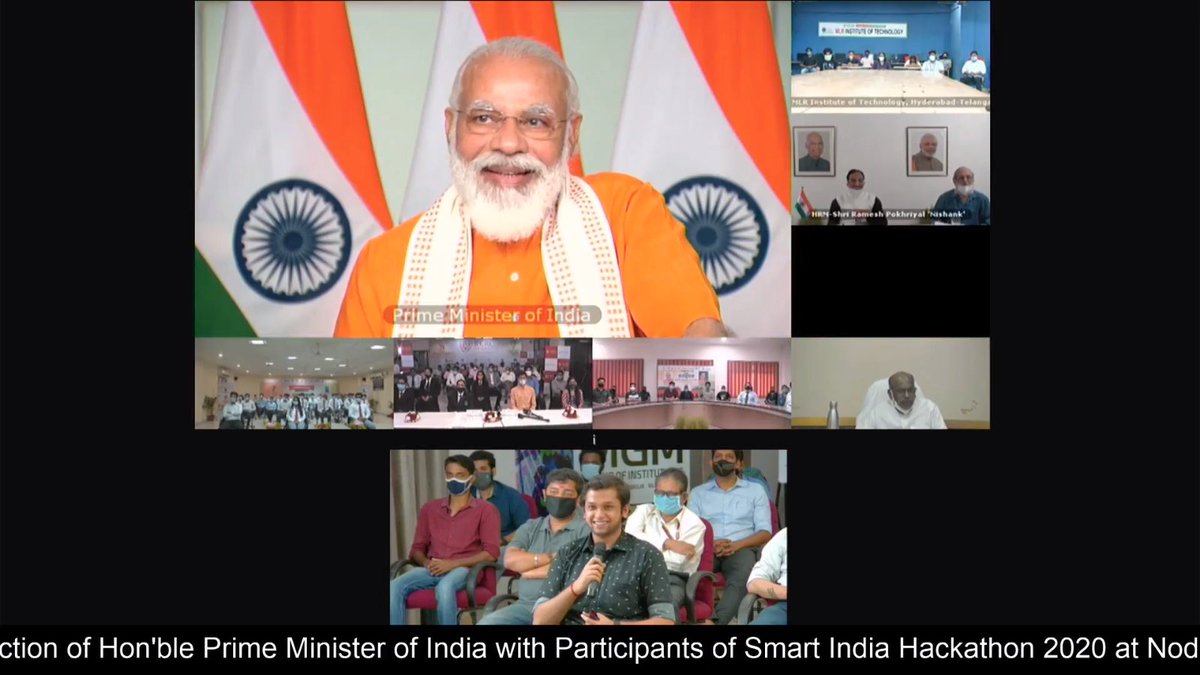 MGMCampus's tweet photo. @SIH_2020 @Persistentsys The golden opportunity we recieved to interact with our Hon'ble Prime Minister Shri. Narendra Modi Ji, that was our favourite moment. https://t.co/HJ1OEi3fGk