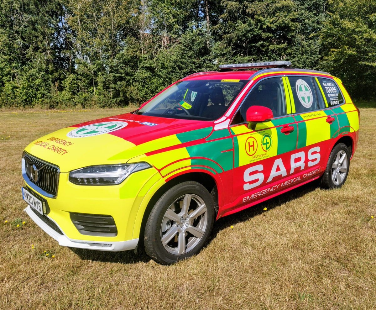 sarsHQ's tweet photo. Today SARS launched its new RRV #SMED26 funded with help @BASICS_HQ +@HelipadHELP  It joins SMED20 as a team vehicle, both cars will be out today across #Suffolk Days like today show what can be achieved by passionate volunteers + support of the local community #suffolk #charity https://t.co/0psBFJ2n1x