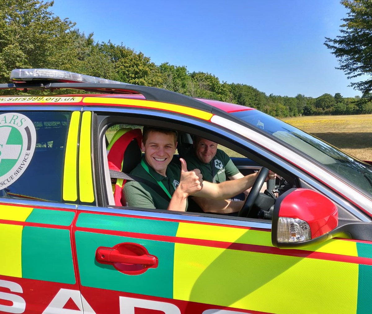 sarsHQ's tweet photo. Today SARS launched its new RRV #SMED26 funded with help @BASICS_HQ +@HelipadHELP  It joins SMED20 as a team vehicle, both cars will be out today across #Suffolk Days like today show what can be achieved by passionate volunteers + support of the local community #suffolk #charity https://t.co/0psBFJ2n1x