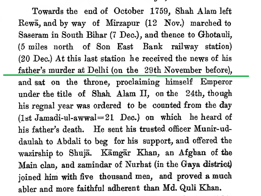 Fact: Shah Alam was in Bihar. He did not know of Alamgir II's murder. He was NOT the next EmperorFake secular myth: Shah Alam in Delhi. He is the next king. And imaginary Rakhi stories