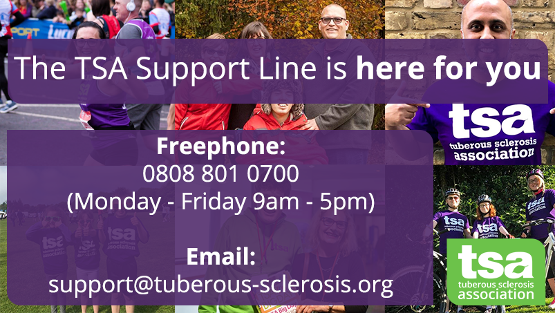 UKTSA's tweet photo. With shielding paused for many in the UK it's understandable to feel anxious or to have questions about TSC, everyday life and covid-19. The TSA Support Line is here for you, wherever you live in the UK: freephone 0808 801 0700 or email support@tuberous-sclerosis.org. https://t.co/pWUfPmg9zQ