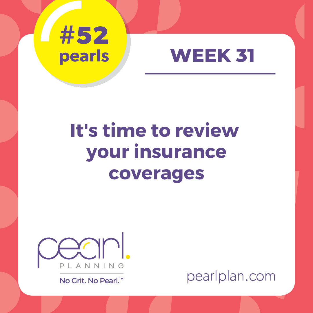 MelissaJoyCFP's tweet photo. #52Pearls Week 31: Insurance needs maintenance just like other aspects of your financial life. Have your needs changed or laws changed? Are your policies still competitive in terms of costs and coverages?
#52FinancialPearls #nogritnopearl https://t.co/MNz75W8S3w