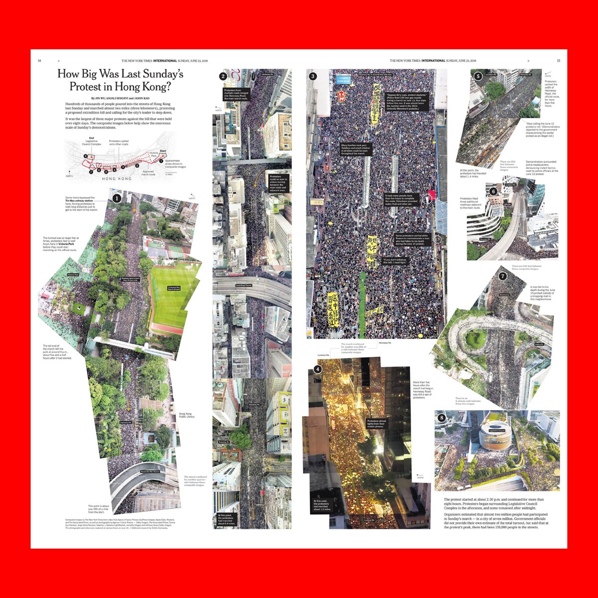 Gold  for The New York Times (USA) for the project How Big Was Last Sunday’s Protest in Hong Kong  #malofiej28