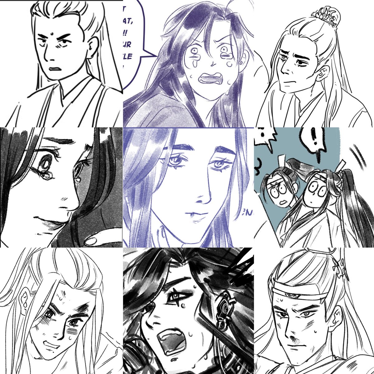 #faceyourart wangxian edition because who am i kidding, they're literally all i draw ?? also threw in the favorite expressions i like to draw 