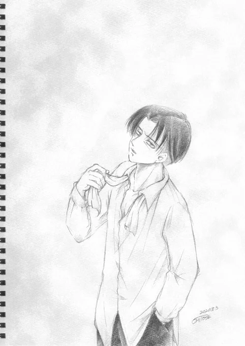 #リヴァイ版深夜の真剣お絵描き60分1本勝負
『クラバット』2020.8.3 20:00～21:00
  フライング参加
・鉛筆画 