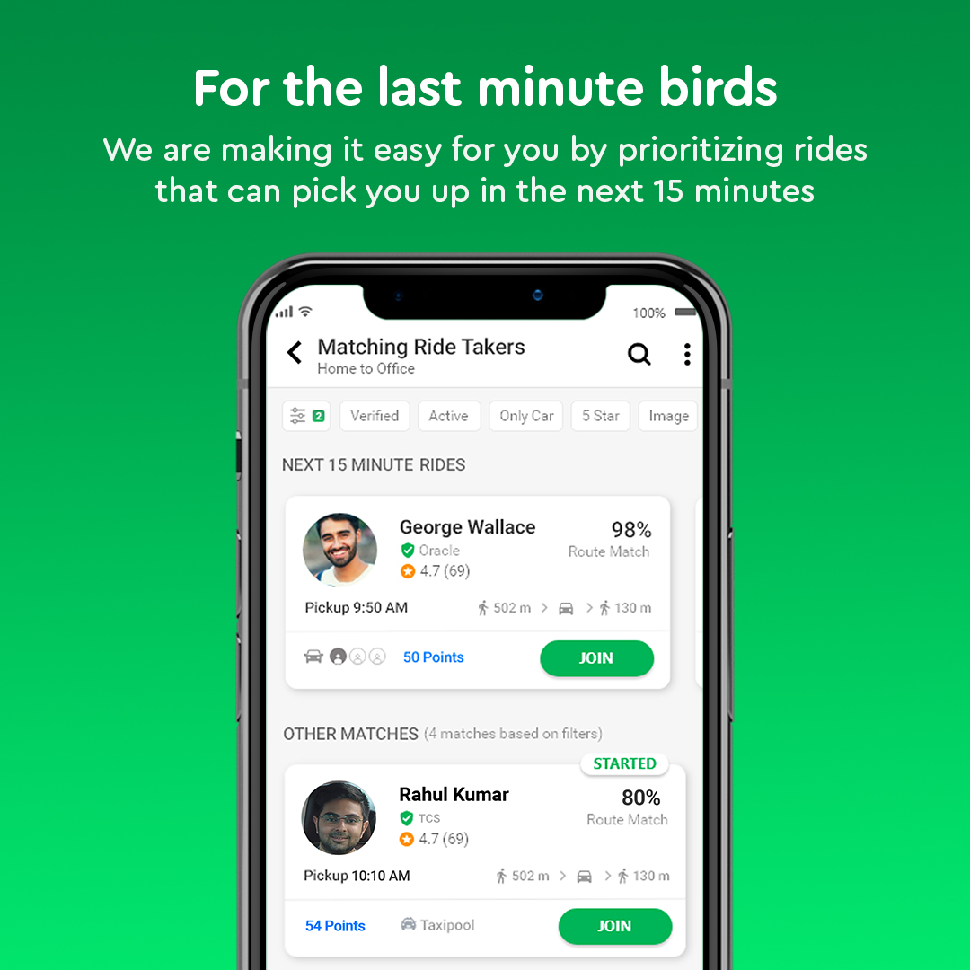 QuickRidein's tweet photo. Making it a lot easier to join rides for the last minute ride seekers by prioritizing rides that can pick you up in the next 15 minutes.
Interesting? Try our new Instant Carpooling Feature! 
For more https://t.co/WBPzD5IeSV
#QuickRiding #SafeRide #Carpool https://t.co/pY5dxKdSiB