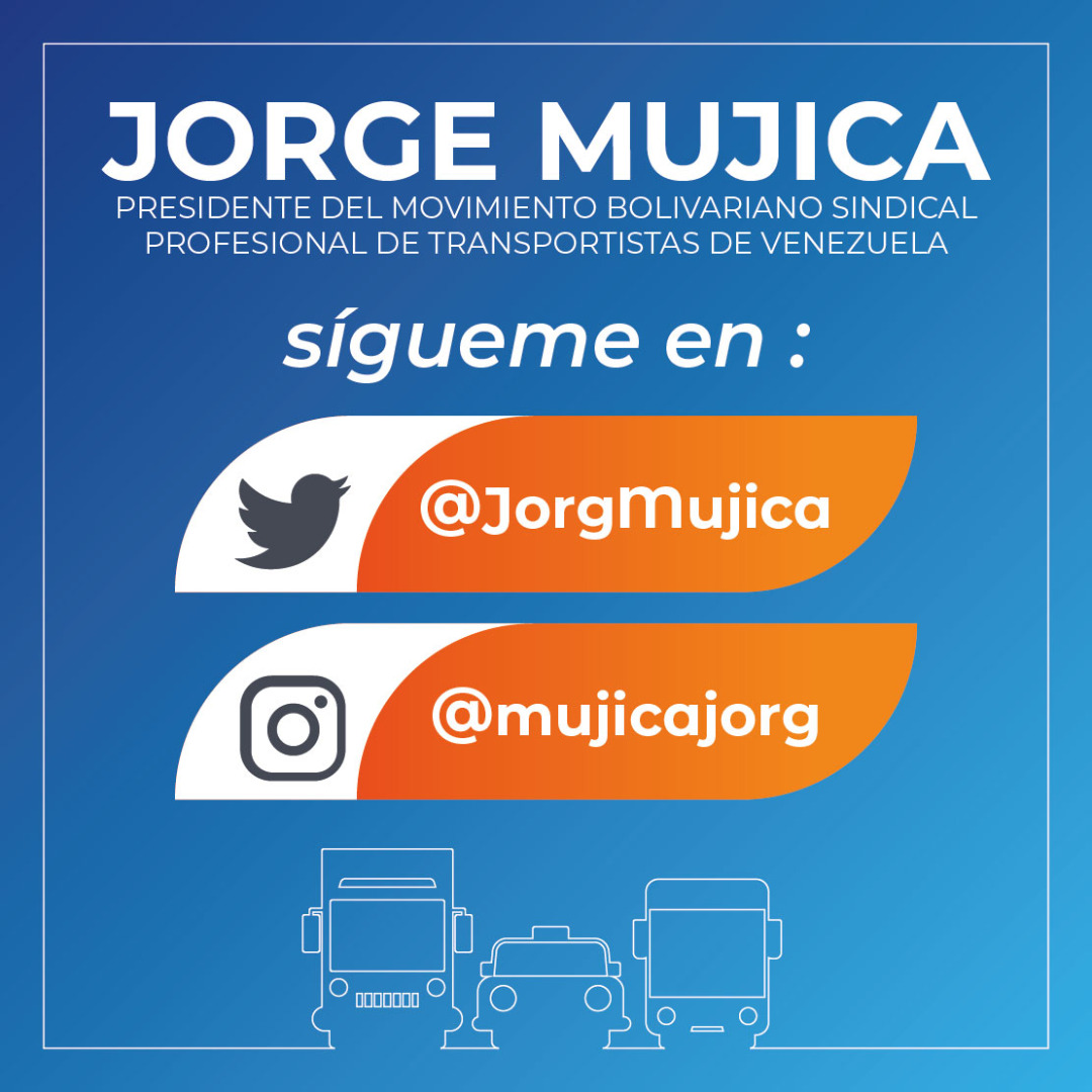 OficialMbsptv's tweet photo. 📲 Te invitamos a sigue las cuentas de Nuestro Líder Sindical @JorgMujica quien dirige el Movimiento Bolivariano Sindical Profesional de Transportistas en Venezuela

#4Ago #MBSPTV 
 
@NicolasMaduro https://t.co/OENpJJXZKb