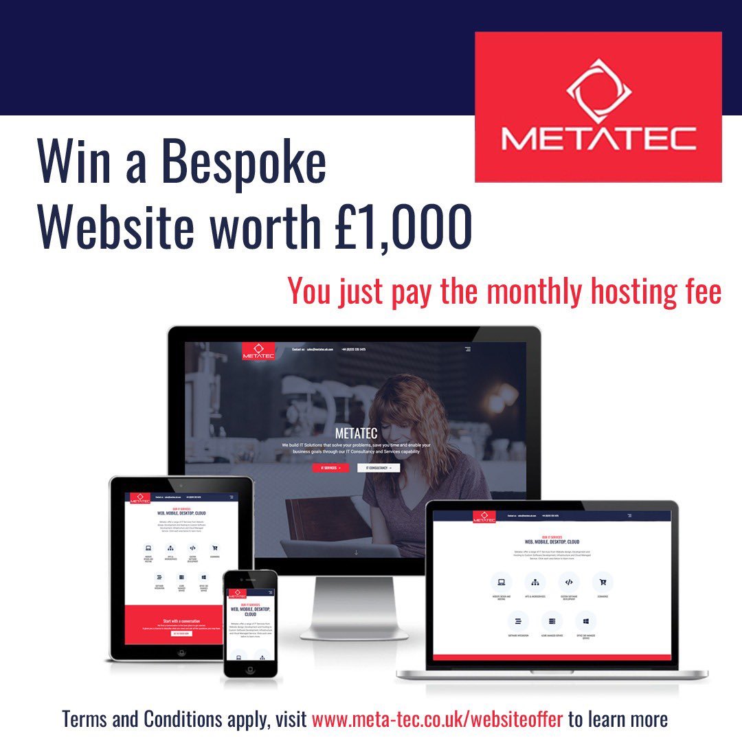 MetatecEvo's tweet photo. Head over to our Facebook and Instagram pages for your chance to win a bespoke website for your business worth ยฃ1000!
#winawebsite #bespokewebdesign #webdevelopers #itconsultancy #itservices #website #herefordhour https://t.co/ahVM1UOEhK