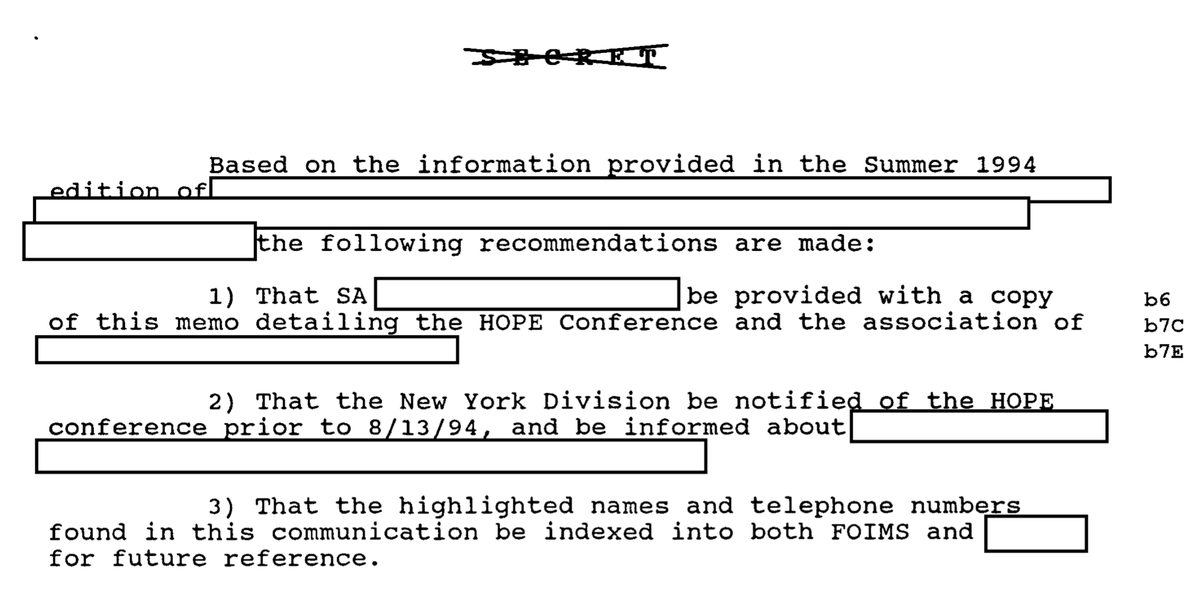 Looks like  @NewYorkFBI has been aware of  @hopeconf since day 1. It's not clear to me right now that  @fbi was aware of  @defcon as early.