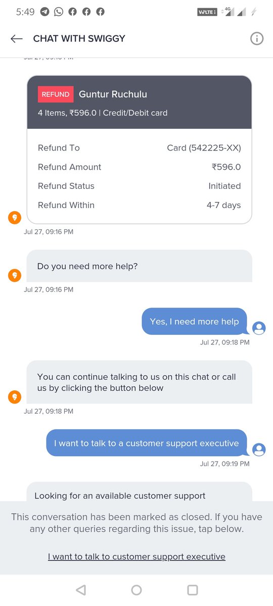 ashadeepa3's tweet photo. @SwiggyCares swiggy Appa ,thande yelidiya  ,nodili  
June 27 ge  order madide 
Nima executive call madi food ela cancel kodi amount refund madtivi andru ,aliyavaregu madila https://t.co/x1zaYUGEG6