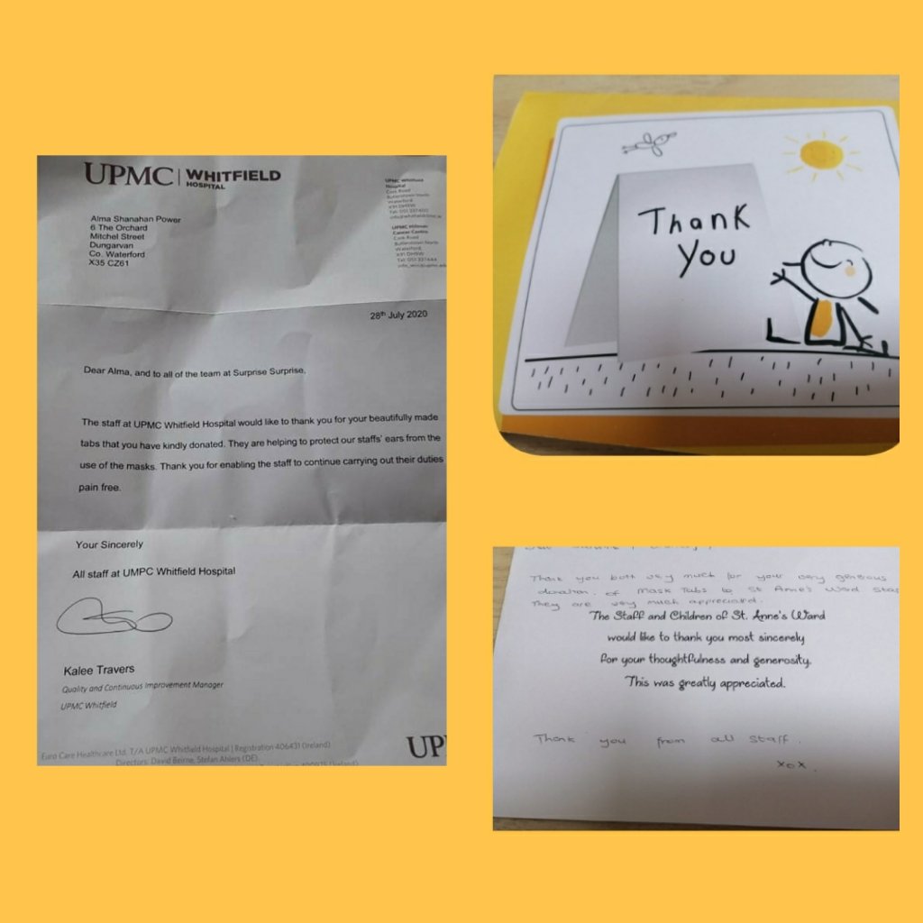 So delighted to receive letters to show the people knitting & crocheting tabs for GP surgeries, Hospitals & carehomes. 1450 gone out to date #nosoreears