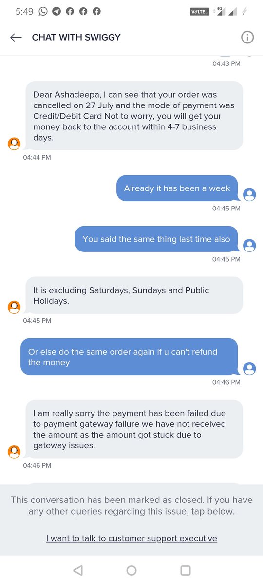 ashadeepa3's tweet photo. @SwiggyCares refund madila anodu vondu kade EGA kelidre nan amount yelo bus sikade stuck agide antane https://t.co/OKx2Ee08ot