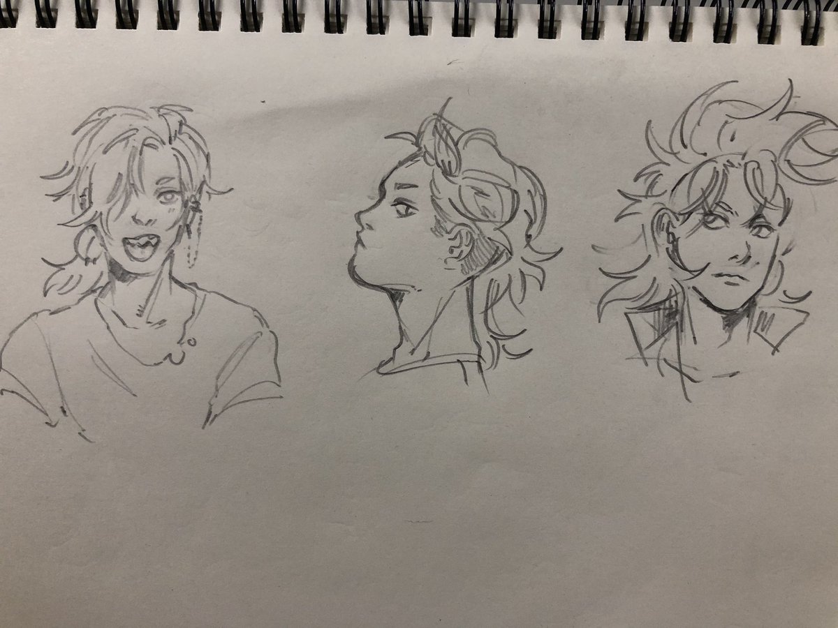 idek if anyone wanted to see the process but here's some doodles of kiri's hair before i settled with that one ;u; 