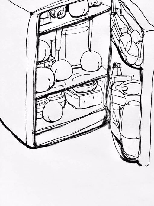 桃にジャックされる冷蔵庫 