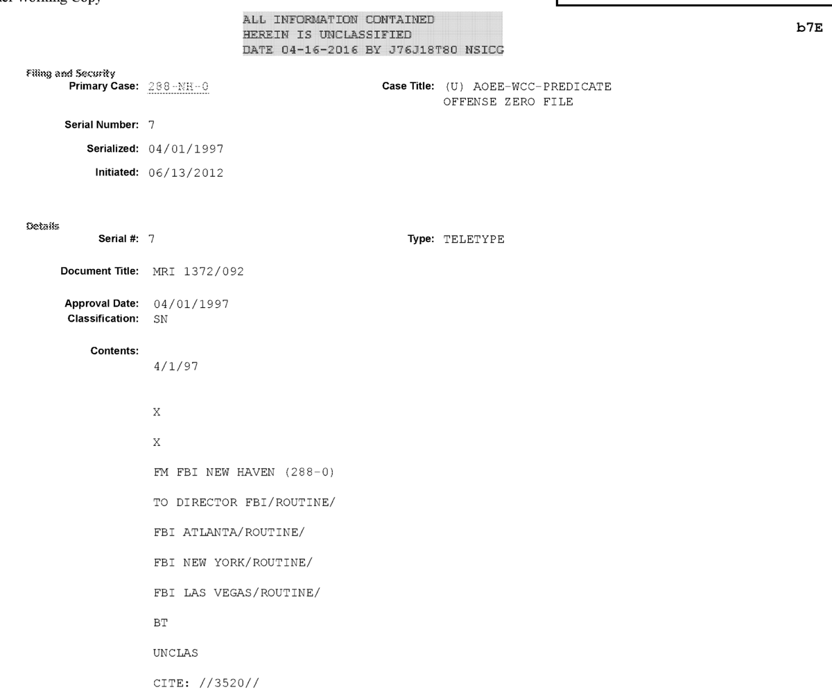 In '97  @FBI wasn't messing around. They hit 'em up with the teletype memo. Be still my beating heart.