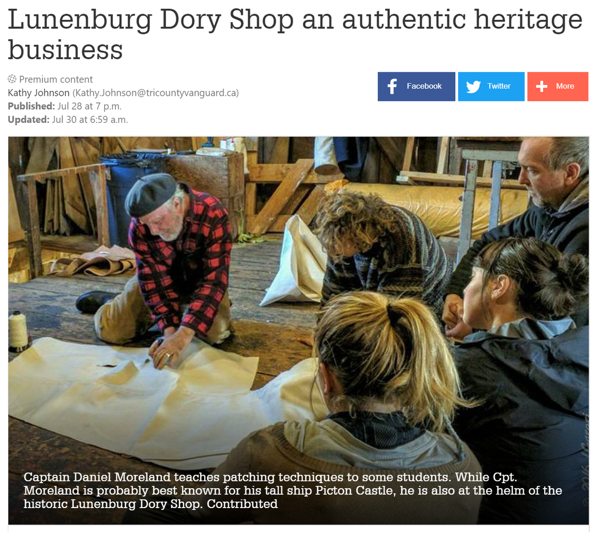 The Dory Shop was featured in the Chronicle Herald this past weekend in an article titled "Lunenburg Dory Shop an authentic heritage business" written by Kathy Johnson:

To read the full article, click here: thechronicleherald.ca/business/local…